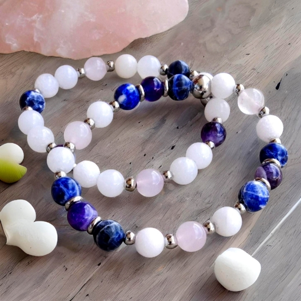 Multi gemstone bracelet set
